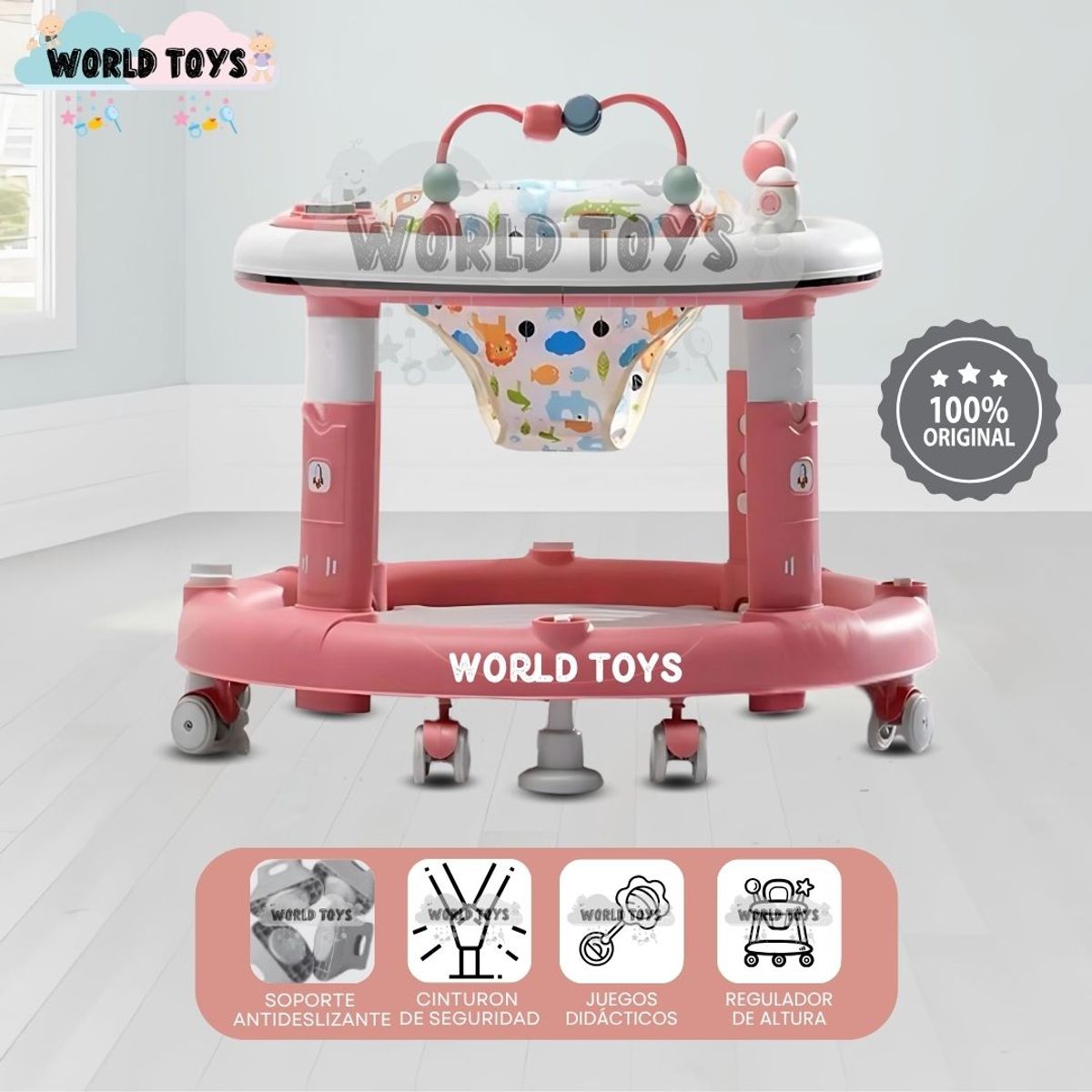 BABY - Andador Regulable con Bandeja Didáctico «SPACE» Pink