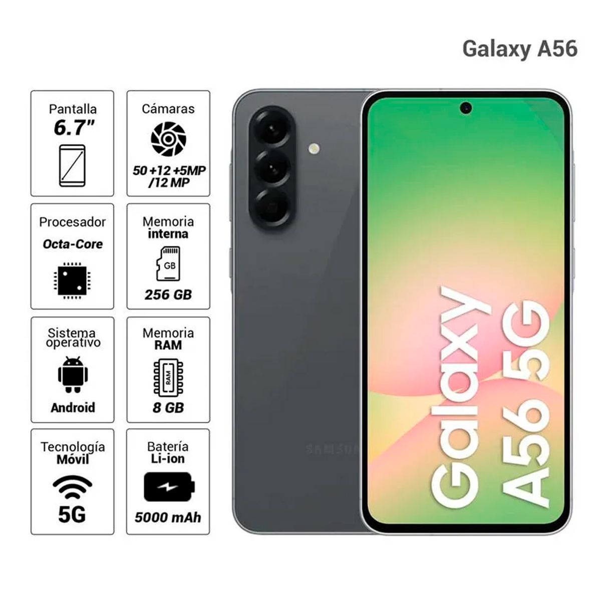 SAMSUNG - Celular Samsung Galaxy A56 5G 256GB 8GB RAM NEGRO