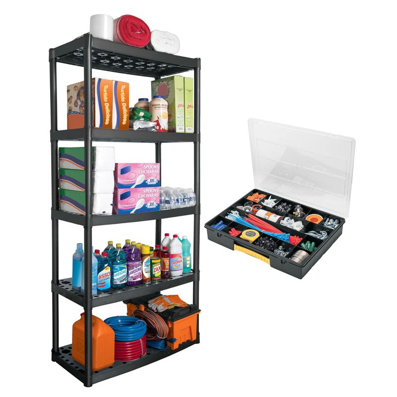 TRUPER - Kit Estante 5 Repisas Truper + Organizador 18 Compartimentos Pretul