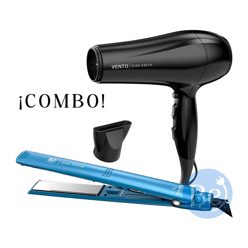 GAMA - Combo Gama Alisadora Blue Titanio BECHS0000002426 y Secadora Vento