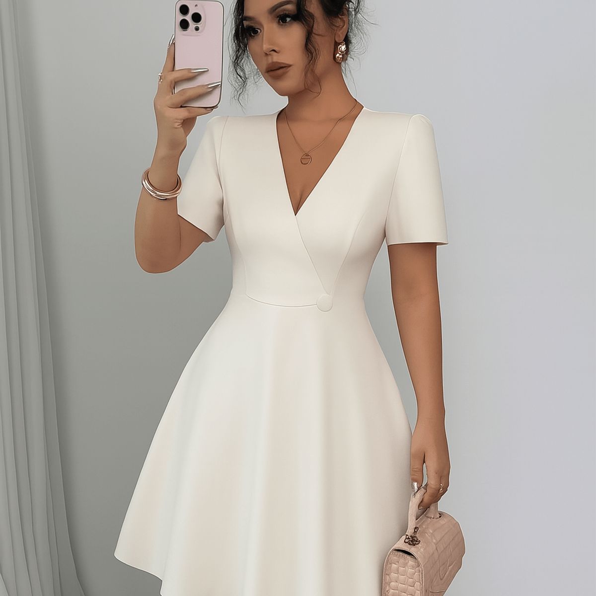 GENERICO - Vestido blanco perla coctel