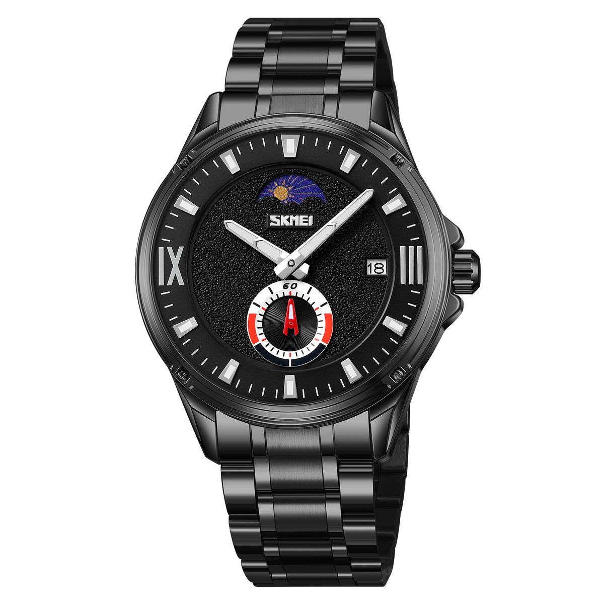 Skmei - Reloj Skmei 9326 Moon Phase Analogo Correa Acero Para Caballero