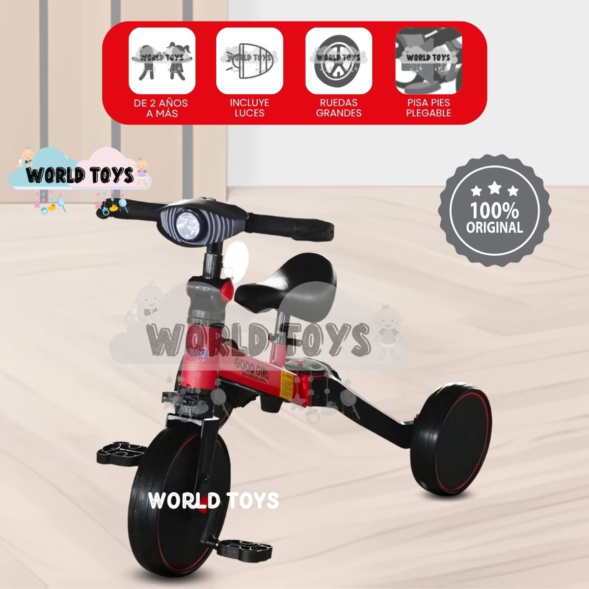 BABY - Triciclo Chavito para Niños «VOLTIN» de Lujo Red