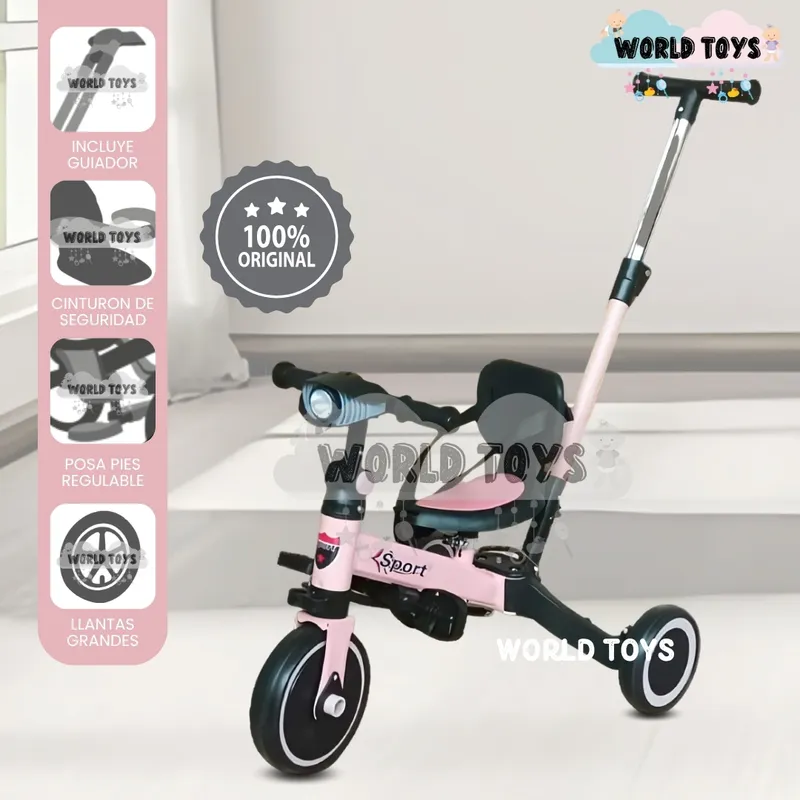 BABY - Triciclo Guiador para Niños «NODIN» de Lujo Pink