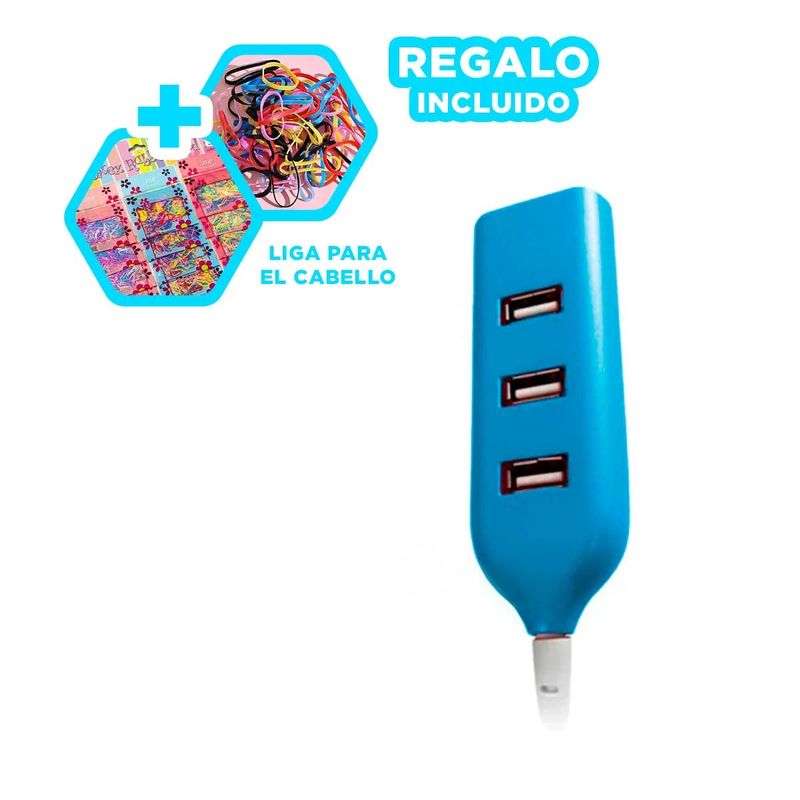 RYBIU IMPORT - Pack6 Hub de 4 Puertos Usb en Turqueza Y+Ligas de Regalo