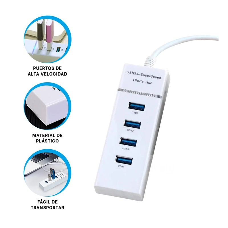 RYBIU IMPORT - Pack2 Puerto 4 Entradas Blanco Y+Banderitas Adhesivas