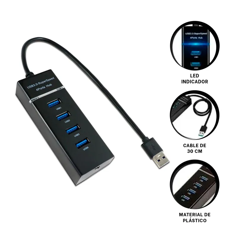 RYBIU IMPORT - Pack2 Puerto 4 Entradas USB Negro Y+Regalo Stickers