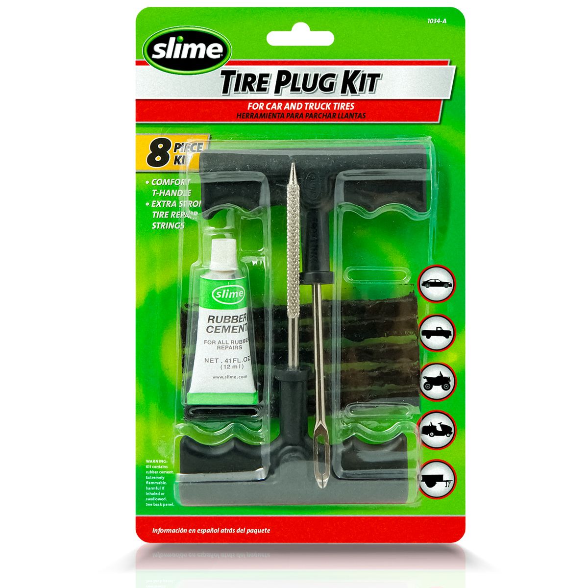 SLIME - Kit de tapones para neumáticos 8 piezas
