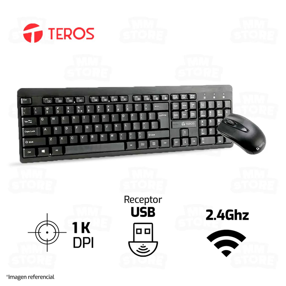 TEROS - KIT INALAMBRICO TECLADO + MOUSE TEROS TE-4061N NEGRO