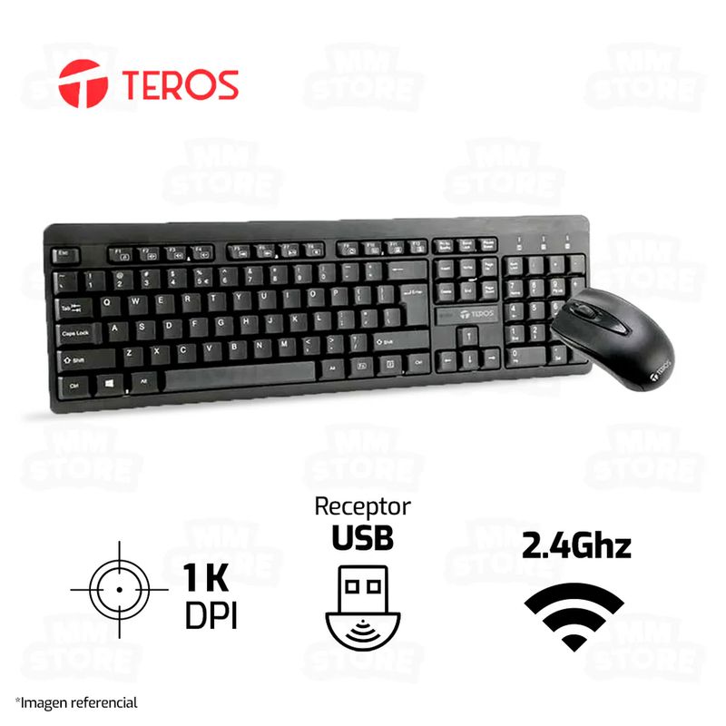 TEROS - KIT INALAMBRICO TECLADO + MOUSE TEROS TE-4061N NEGRO