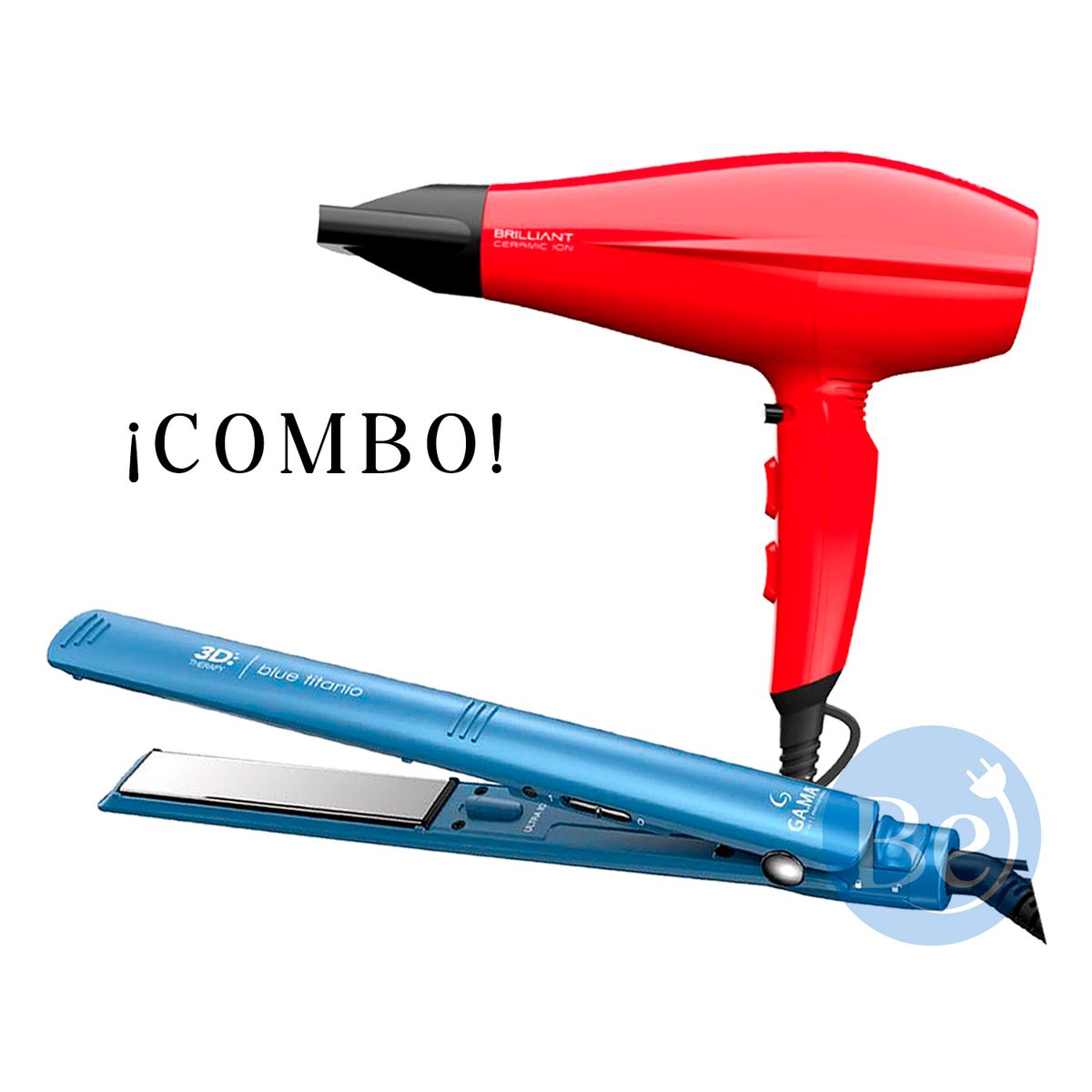 GAMA - Combo Gama Alisadora Blue Titanio BECHS0000002426 y Secador Brilliant