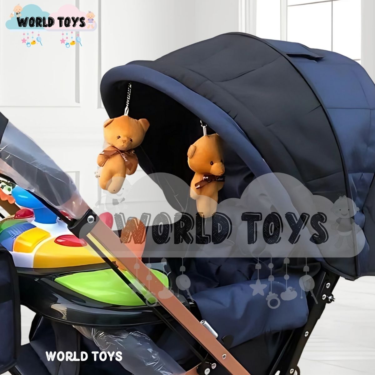 BABY - Coche Cuna con Bolso Pañalero «SHABERT GOLD» Dark Blue