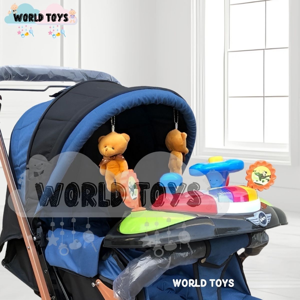 Baby - Coche Cuna con Bolso Pañalero «SHABERT GOLD» Blue