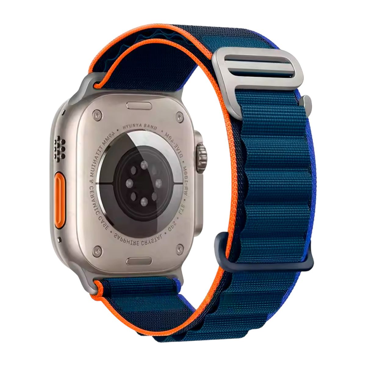 GENERICO - Correa de Nylon 49mm Apple Watch Ultra 2 Hebilla Plateada Azul marino