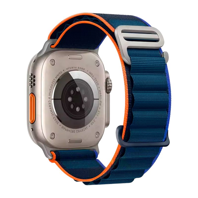 GENERICO - Correa de Nylon 49mm Apple Watch Ultra 2 Hebilla Plateada Azul marino