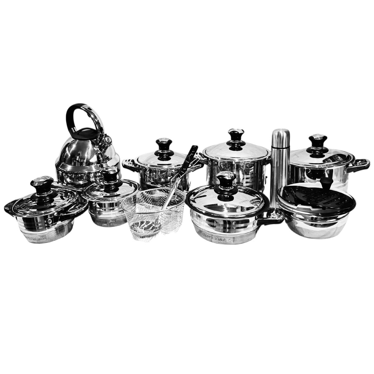 GENERICO - Set de Ollas SUPREMA 21 Piezas Acero Inoxidable con Termostato