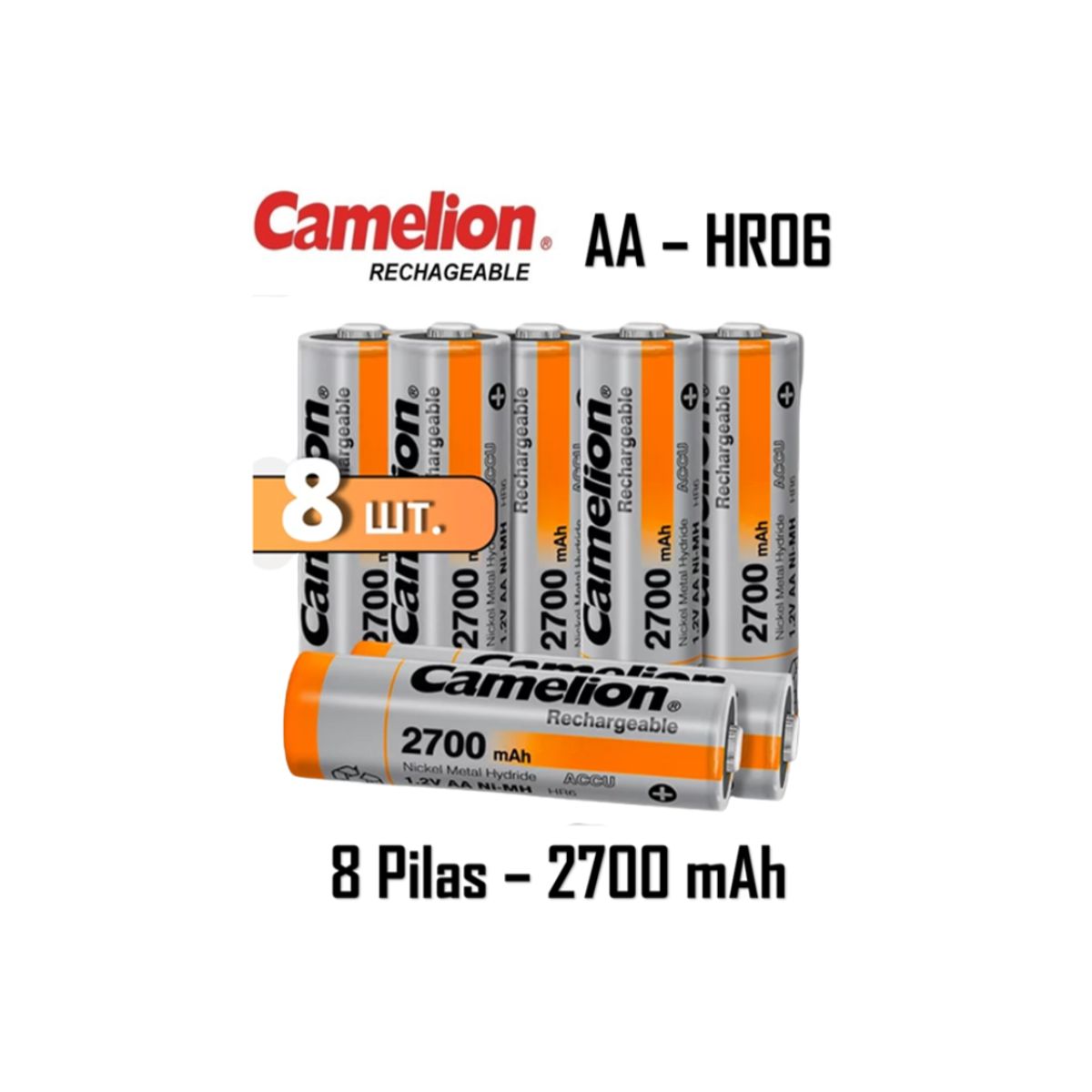 CAMELION - PACK DE 8 PILAS CAMELION AA 2700MAH