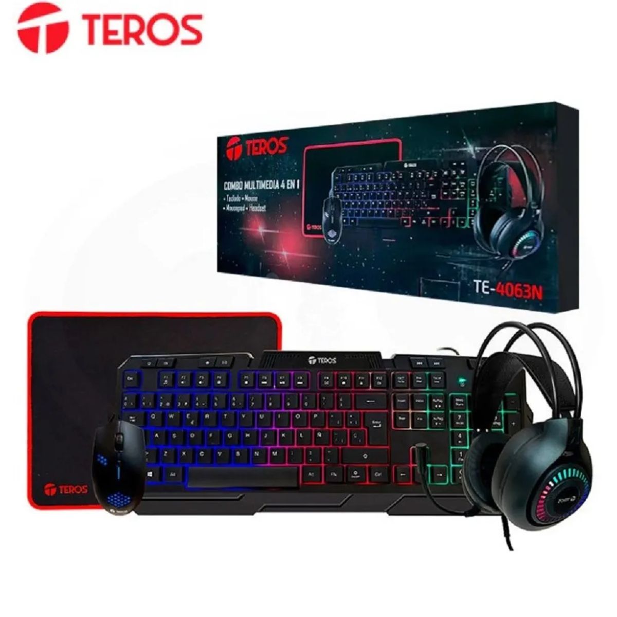 TEROS - KIT GAMER TEROS TE-4063N TECLADO MULTIMEDIA MOUSE HEADSET PAD MOUSE