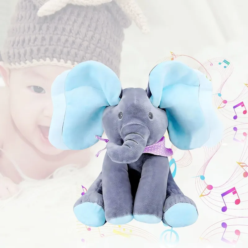 GENERICO - Elefante Musical con Orejas que se Mueven para Bebé Celeste