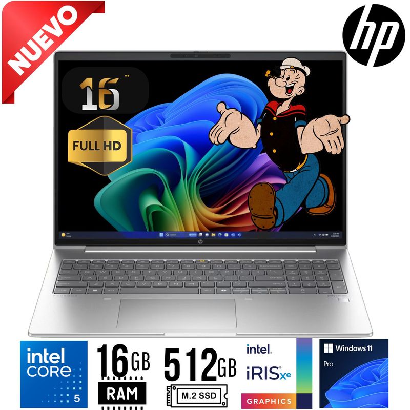 HP - LAPTOP HP PROBOOK 460 16" Ultra 5 125U RAM 16GB SSD 512GB  W11 PRO NP : A27NWLA