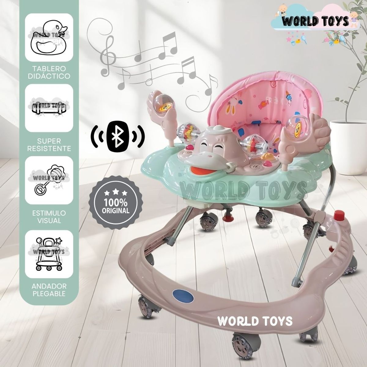 BABY - Andador Musical «DUCKY PLUS» con Bluetooth Light Pink