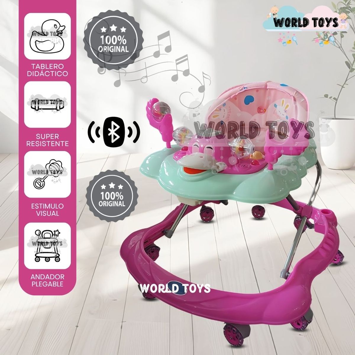 BABY - Andador Musical «DUCKY PLUS» con Bluetooth Pink