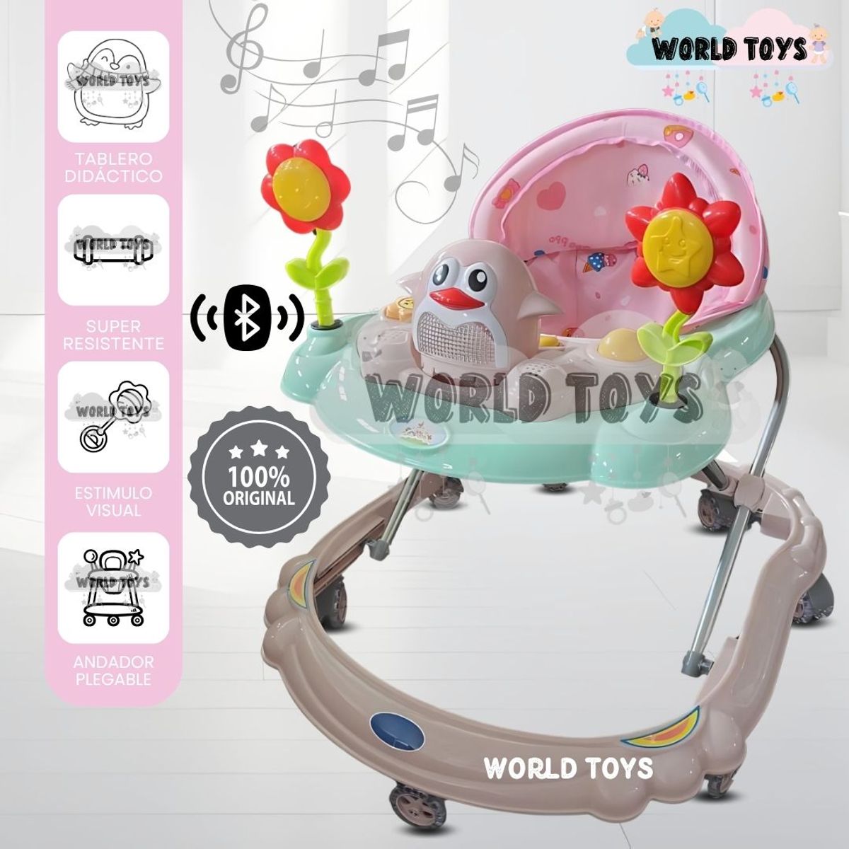 BABY - Andador Musical con Bluetooth «HAPPY PENGUIN II» Pink