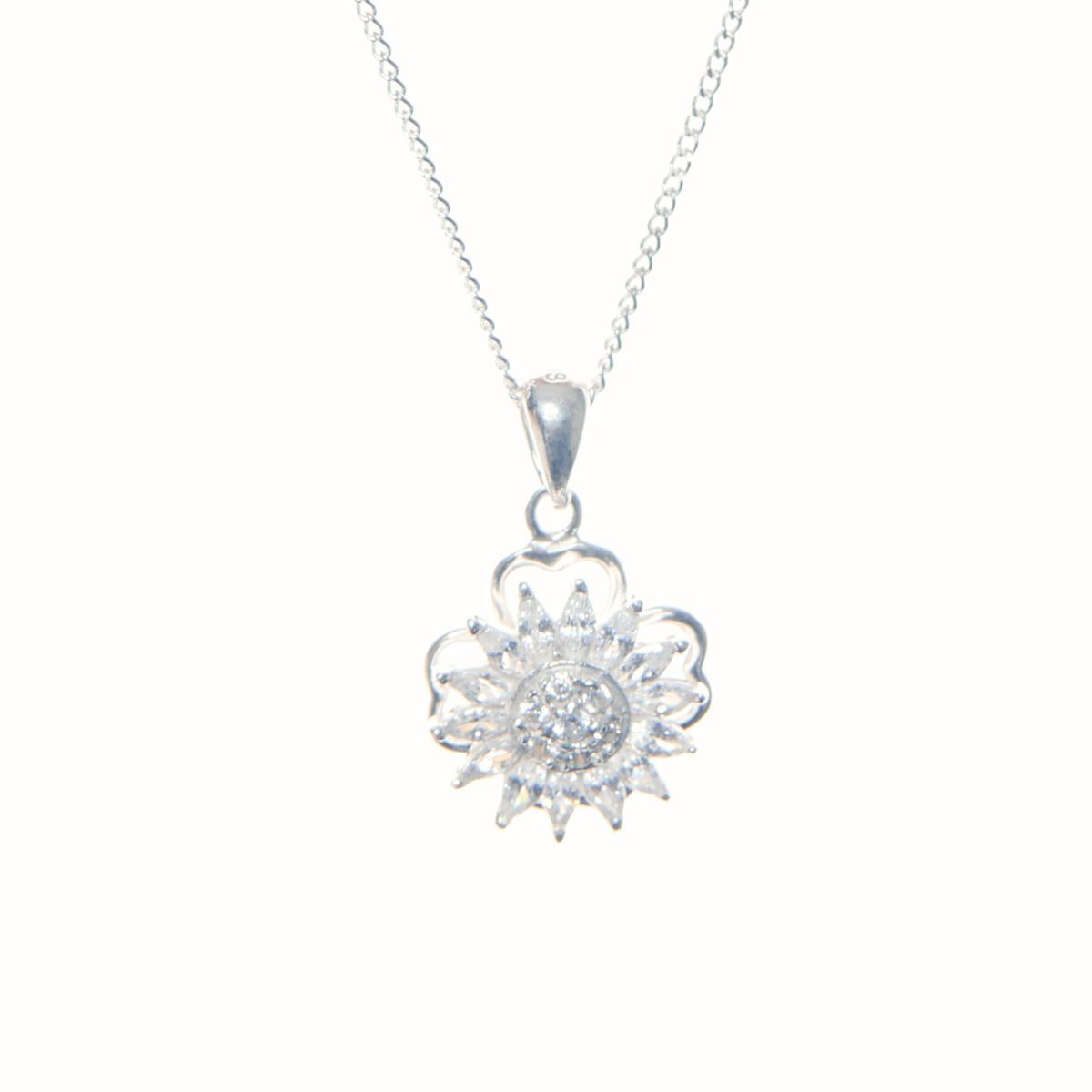 GENERICO - Collar Girasol Giratorio Antiestrés Plata 925