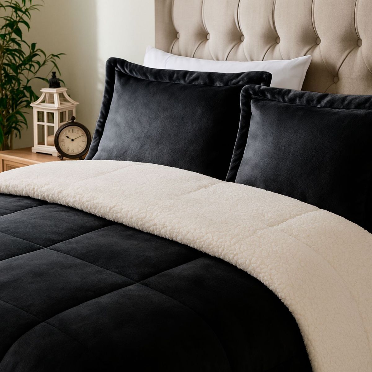 GENERICO - EDREDON QUEEN INVERNIA SET FELPA CON SHERPA + FUNDAS DE ALMOHADA