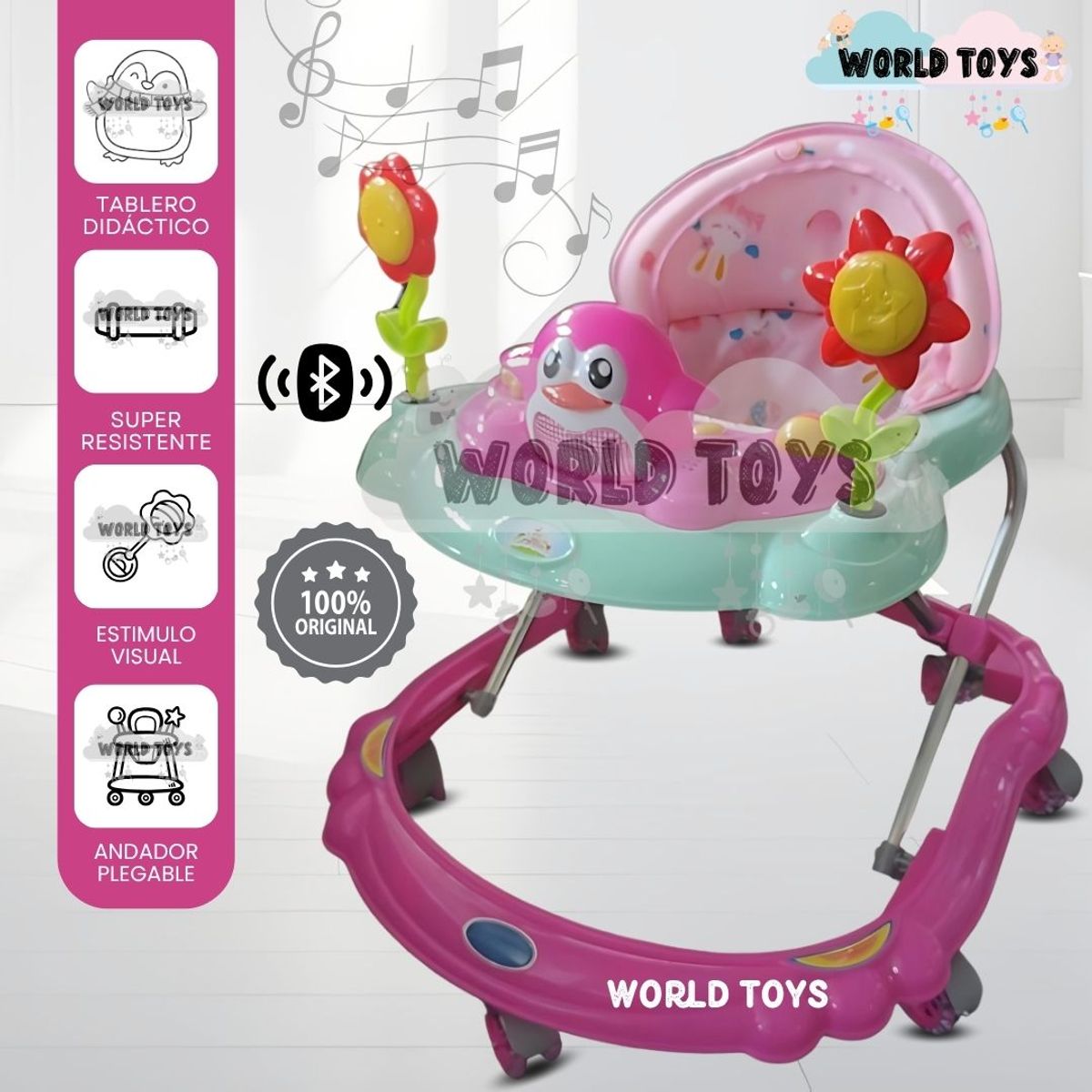 BABY - Andador Musical con Bluetooth «HAPPY PENGUIN II» Dark Pink
