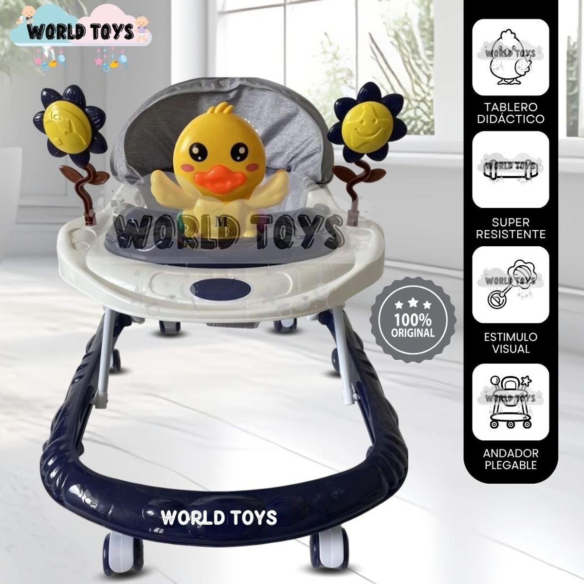 BABY - Andador Musical para Bebés «CHICKIE» con Bluetooth Dark Blue