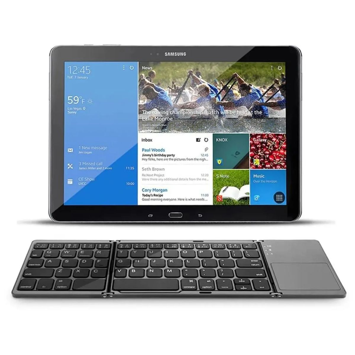 GENERICO - Teclado Bluetooth para Celular Tablet Touchpad Recargable Plegable