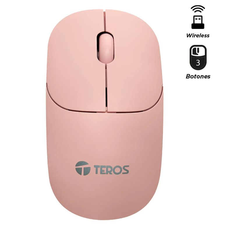 TEROS - MOUSE OPTICO TEROS TE-1218S INALAMBRICO ROSADO