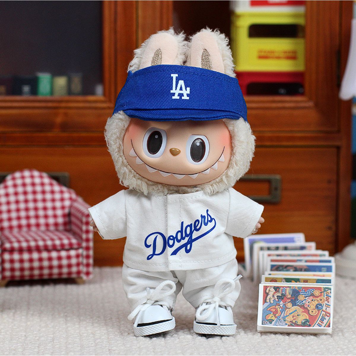 DISEÑO ORIGINAL - Ropa para Labubu Conjunto de Beisbol Dodgers Blanco