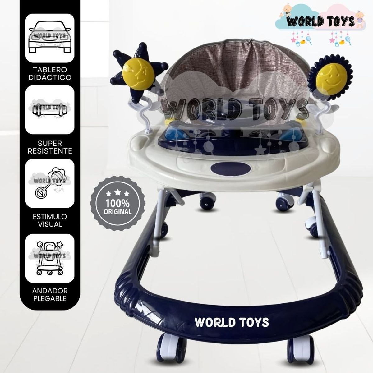 BABY - Andador Musical Plegable para Bebés «FLOWAY» Light Blue