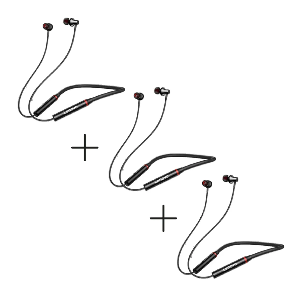 LENOVO - Audífonos Bluetooth Deportivos Lenovo HE05X Negro Pack x 3 Unidades