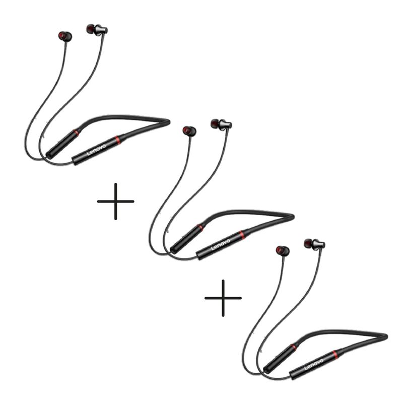 LENOVO - Audífonos Bluetooth Deportivos Lenovo HE05X Negro Pack x 3 Unidades
