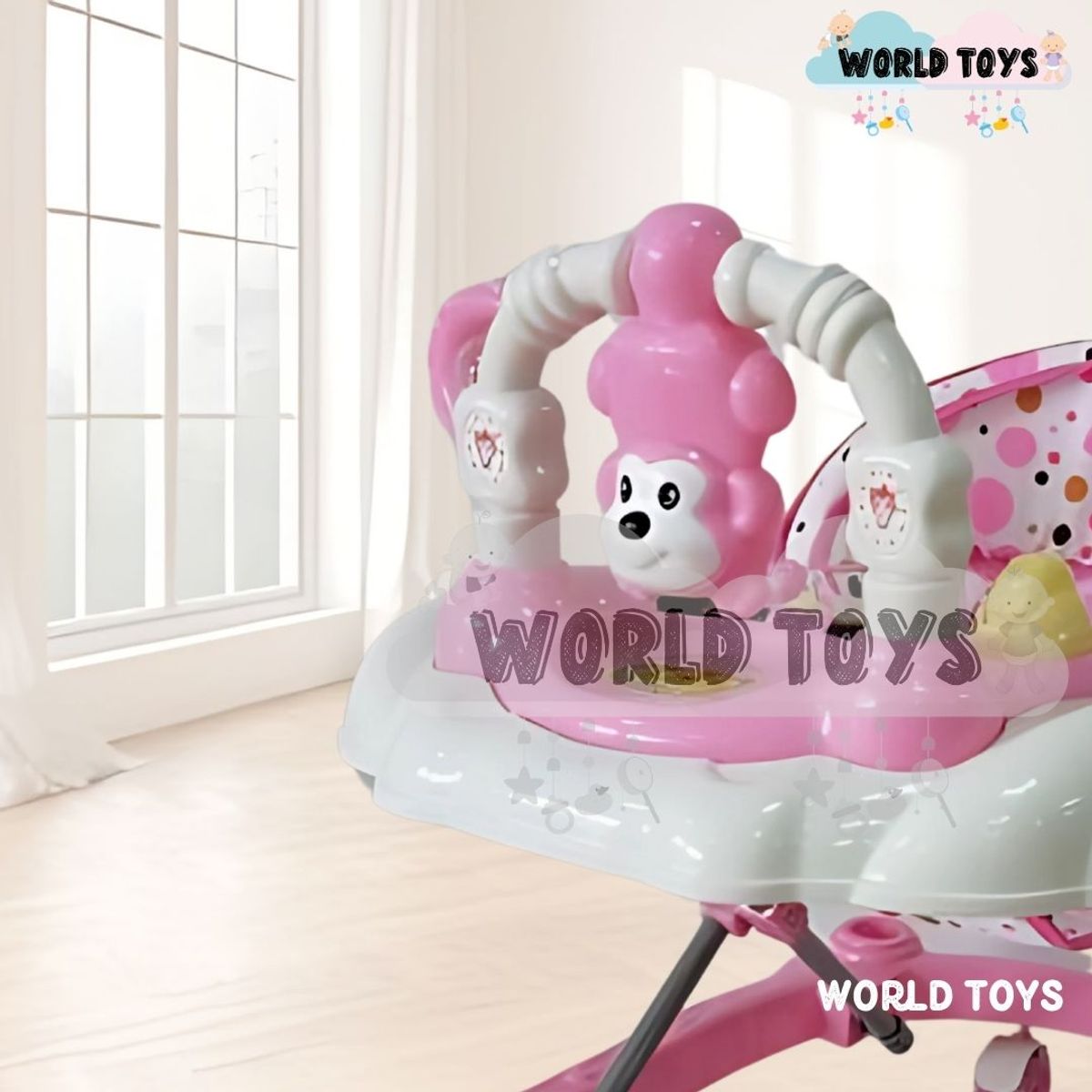 BABY - Andador Musical Plegable «CUTE MONKEY» Bluetooth Light Pink