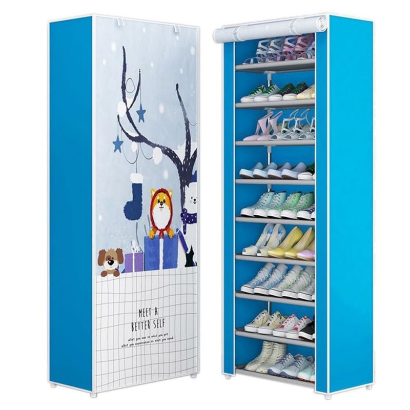 GENERICO - Zapatera armable de 9 niveles organizador de zapatos celeste