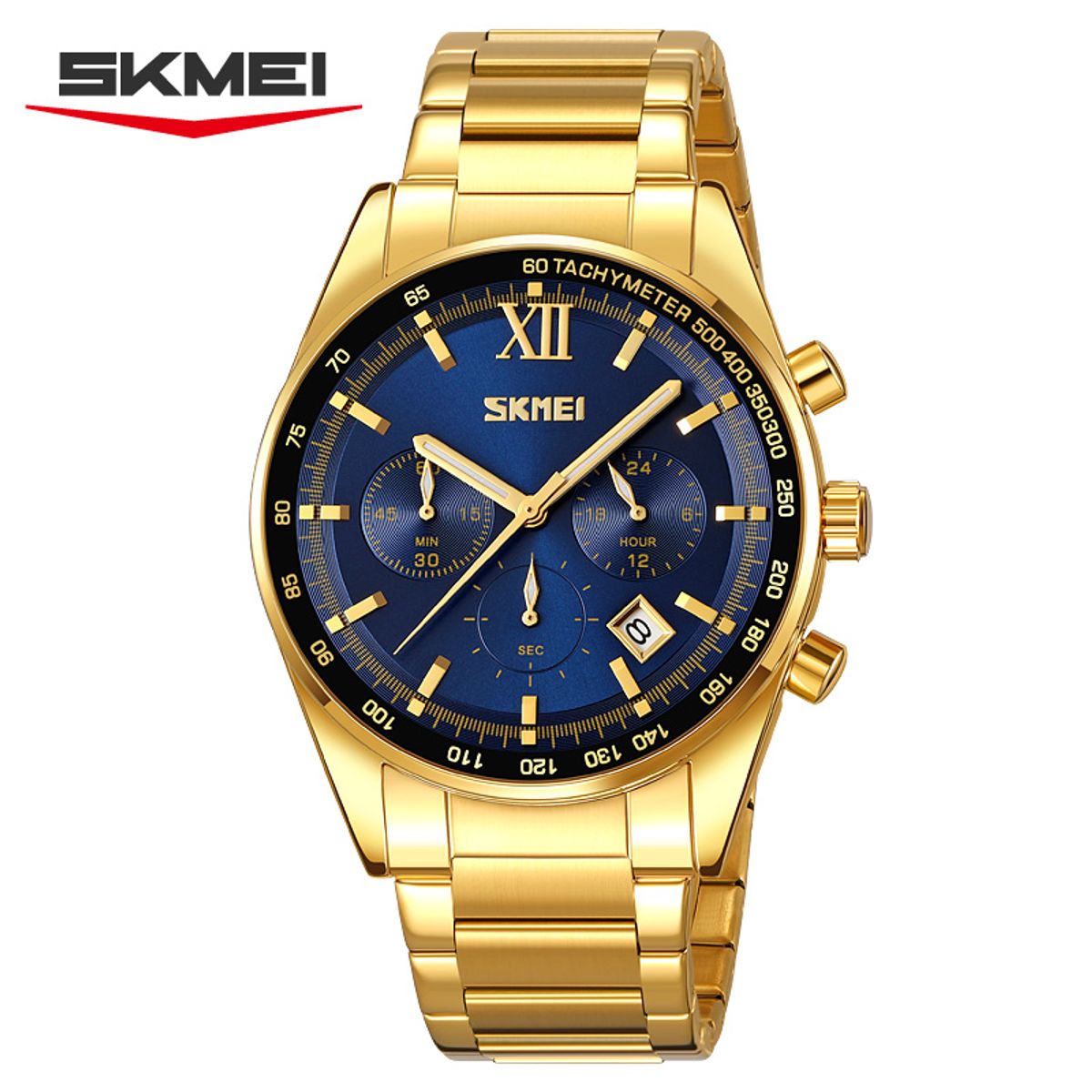 Skmei - Reloj Skmei 9096 Cronómetro 3 diales Correa Acero Para Caballero