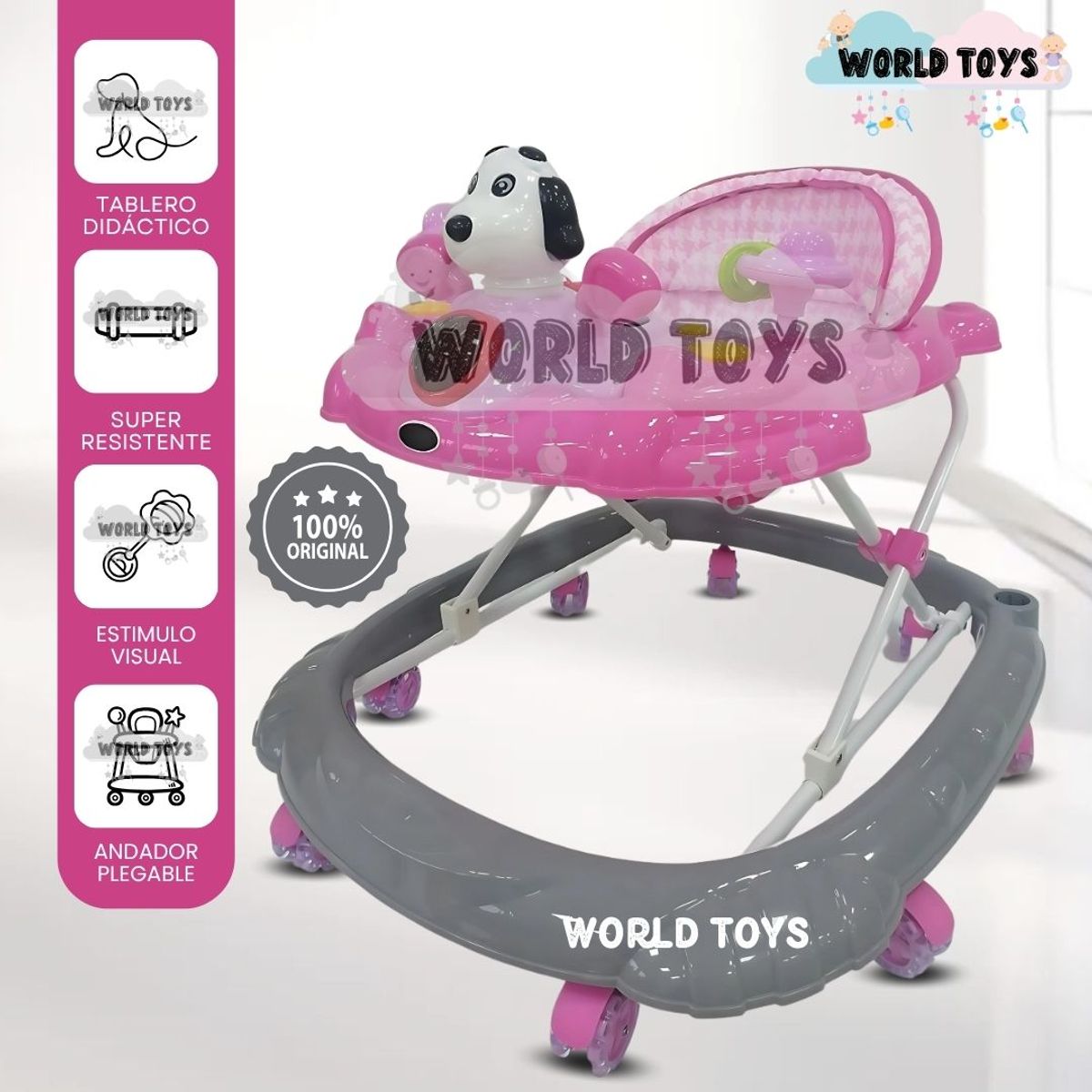 Baby - Andador Musical Plegable «SNOOPY MUSIC» Bluetooth Pink