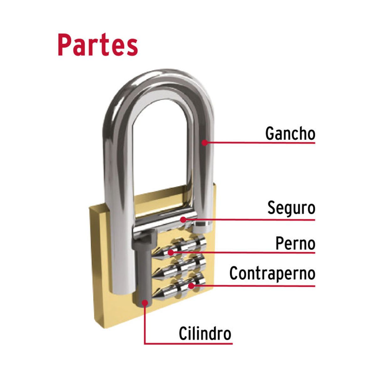 HERMEX - Candado de hierro color latón 40 mm arco normal caja Basic -23518