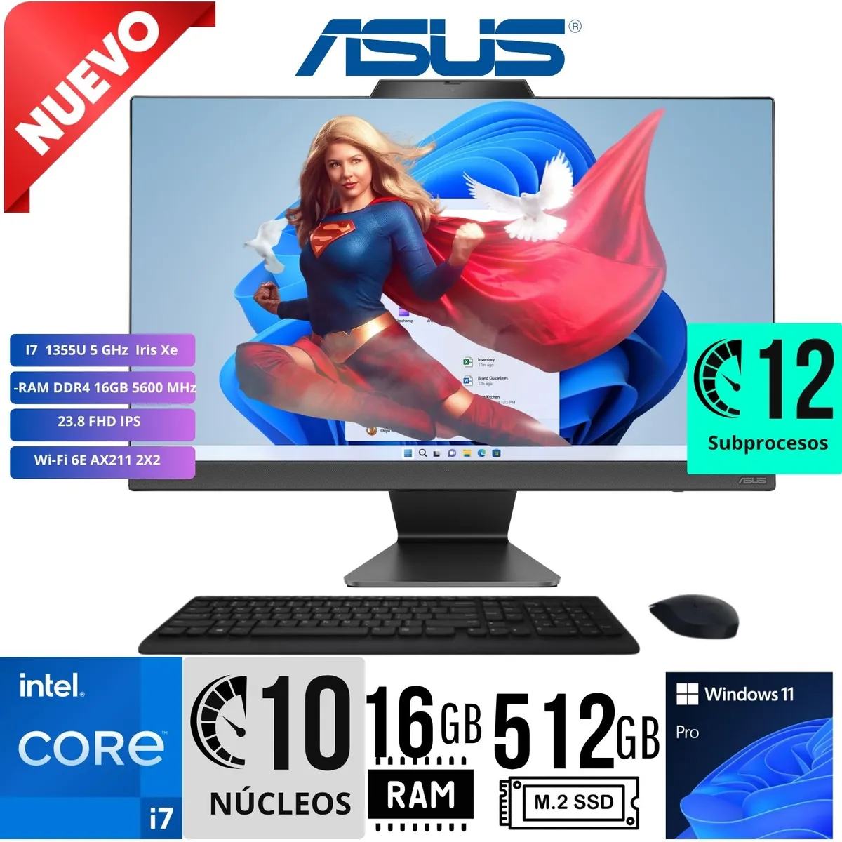 ASUS - All in One ASUS A3402WVAK-BPC0850 238´ FHD i7 1355U RAM 16GB SSD 512GB W11 PRO