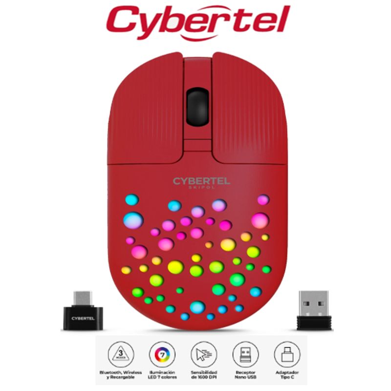 CYBERTEL - Mouse Inalambrico SKIPOL CYB M705-3M BT WIFI Recargable CYBERTEL