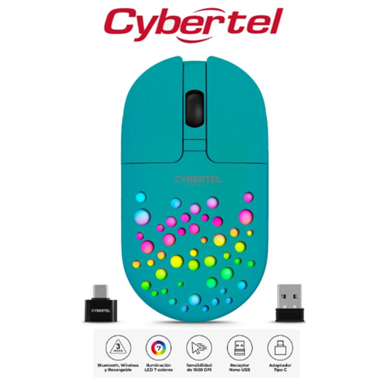 CYBERTEL - Mouse Inalambrico SKIPOL CYB M705-3M BT WIFI RECARGABLE CYBERTEL