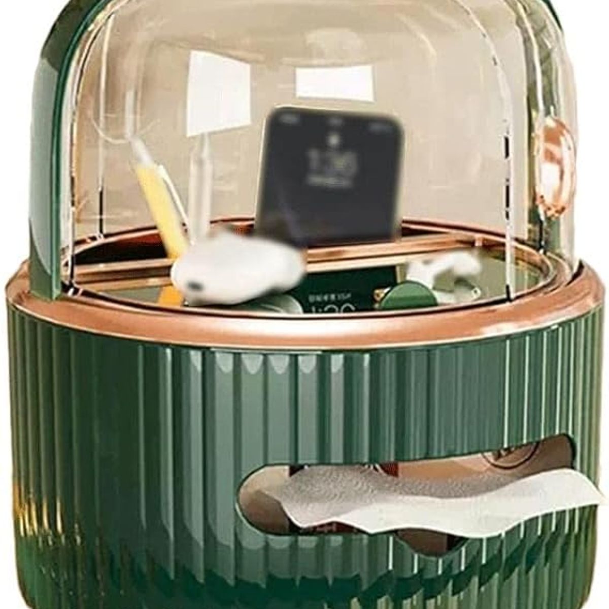 GENERICO - ORGANIZADOR DE MAQUILLAJE COSMETICOS PORTA TOALLITAS VERDE OSCURO