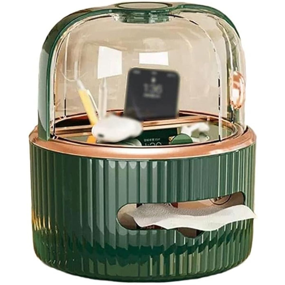 GENERICO - ORGANIZADOR DE MAQUILLAJE COSMETICOS PORTA TOALLITAS VERDE OSCURO