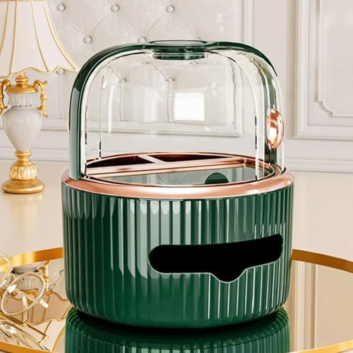 GENERICO - ORGANIZADOR DE MAQUILLAJE COSMETICOS PORTA TOALLITAS VERDE OSCURO