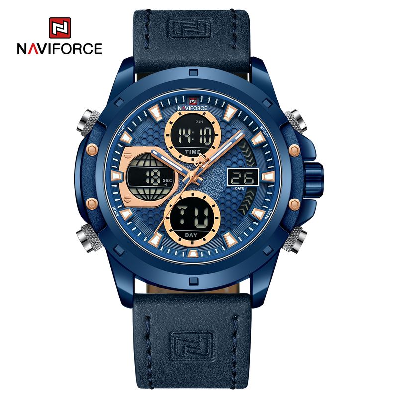 NAVIFORCE - Reloj Naviforce 9225NF Caballero Azul Digital Analógico Cuero