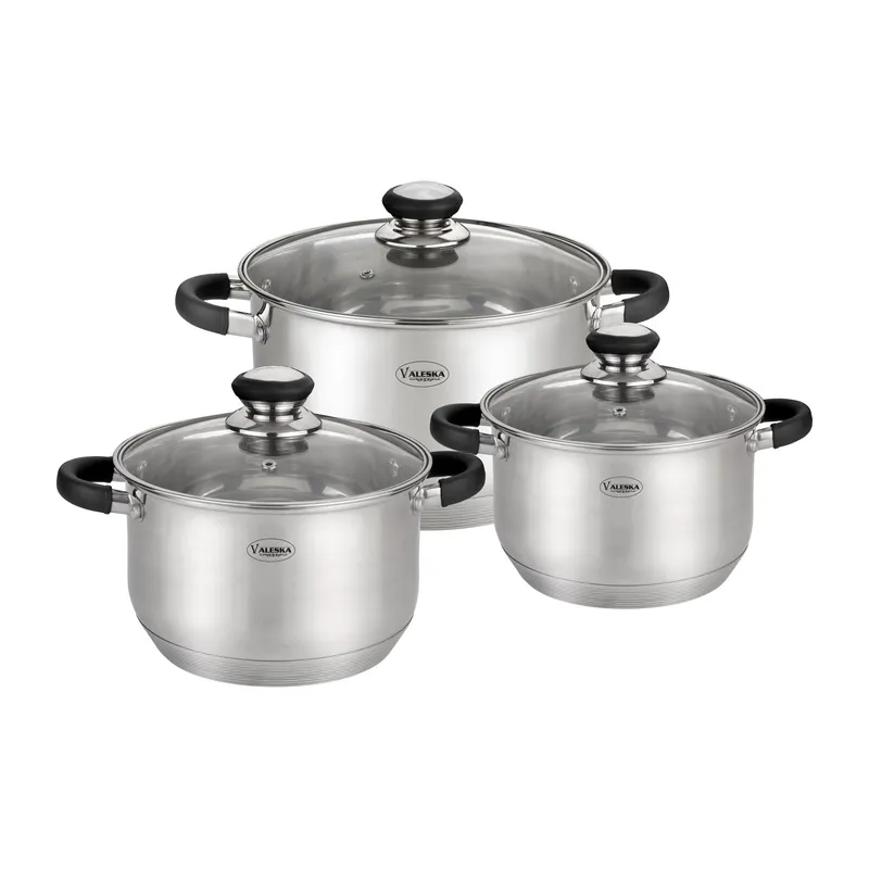 VALESKA - Juego de Ollas de Acero Inoxidable VL-PRIME6 Negro